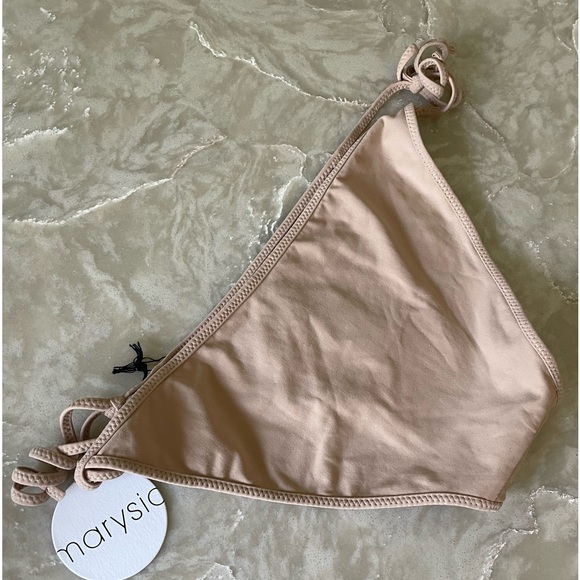 NWT caramel beige MARYSIA bikini bandeau string tie 2 piece halter XS light tan - Picture 6 of 13